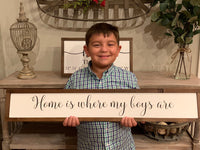 Home is where my boys are farmhouse sign. Home decor. Farmhouse decor. Fixer upper decor. Farmhouse sign. Gift for mom. Framed sign.