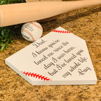 Gift for dad. Father's Day home plate. Baseball sign. Baseball dad. Softball fan. Man cave. Birthday gift. Thanks dad.