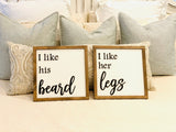 Laser cut sign. I like his beard. I like her legs. Master bedroom decor. Bedroom sign. Wedding gift. Farmhouse decor. Framed sign.