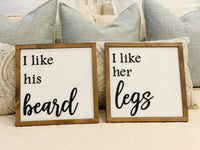 Laser cut sign. I like his beard. I like her legs. Master bedroom decor. Bedroom sign. Wedding gift. Farmhouse decor. Framed sign.