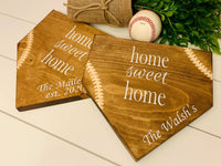 Home sweet home. Baseball gift. Personalized home plate. Baseball home decor. Home plate sign. There is no place like home. Christmas gift.