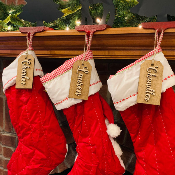 CHRISTMAS-STOCKINGS- Christmas Stocking Name Tags Personalized