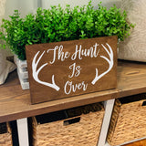 The hunt is over aisle sign. Hunting themed wedding. Here comes the bride. Hunting wedding sign. Hunting wedding prop. The hunt is over wood