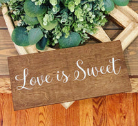Love is sweet. Sweets table sign. Sweets sign. Guest book sign. Sweet bar. Dessert bar sign. Rustic wedding sign. Wedding sign. Wedding prop