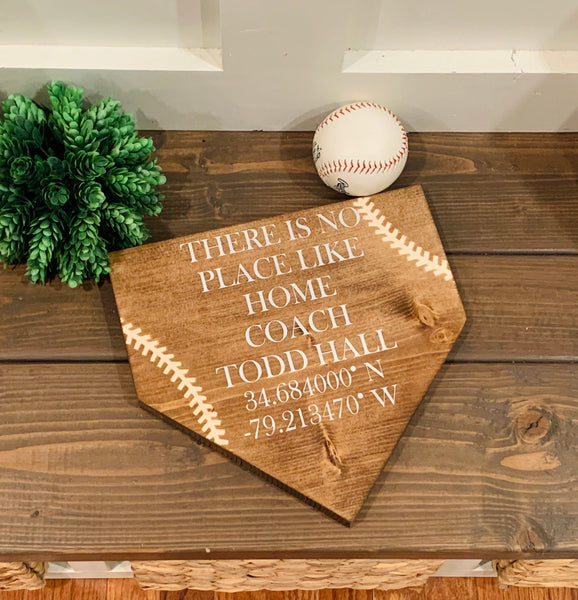 Baseball gift. Longitude latitude sign. Coordinates sign. Graduation. There is no place like home. Home plate. Senior night. Baseball decor
