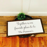 Together is our happy place. Family sign. Farmhouse sign. Farmhouse decor. Home sign. Fixer upper decor. Gift for mom. Christmas gift.