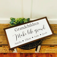 Grandchildren make life grand. Grandparents sign. Farmhouse decor. Home sign. Fixer upper decor. Grandparents sign. Christmas gift